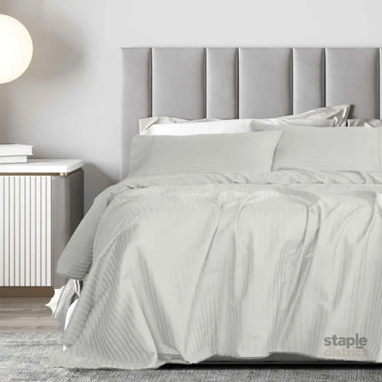 Royal Comfort 1200 Thread count Damask Stripe Cotton Blend sheet sets Queen Silver-1951134866833805313