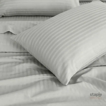 Royal Comfort 1200 Thread count Damask Stripe Cotton Blend sheet sets Queen Silver-1951134866833805317