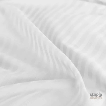 Royal Comfort 1200 Thread count Damask Stripe Cotton Blend sheet sets Queen White-1951134866385014788