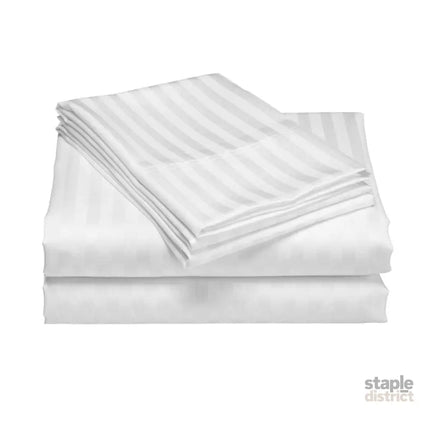 Royal Comfort 1200 Thread count Damask Stripe Cotton Blend sheet sets Queen White-1951134866385014787