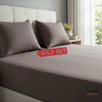 Royal Comfort 1500TC Cotton Rich Fitted sheet 3 PC Set Double-Dusk Grey-1951134869392330755