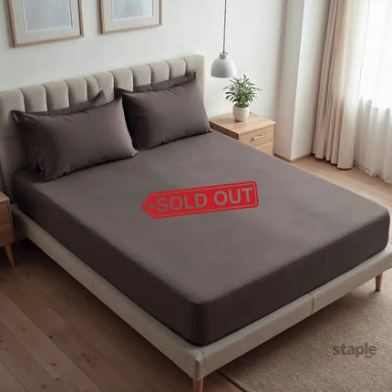 Royal Comfort 1500TC Cotton Rich Fitted sheet 3 PC Set Double-Dusk Grey-1951134869392330752
