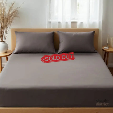 Royal Comfort 1500TC Cotton Rich Fitted sheet 3 PC Set Double-Dusk Grey-1951134869392330753