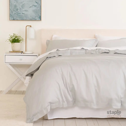Royal Comfort - Balmain 1000TC Bamboo cotton Quilt Cover Sets (Queen) - Cool Grey-1951134829844238336
