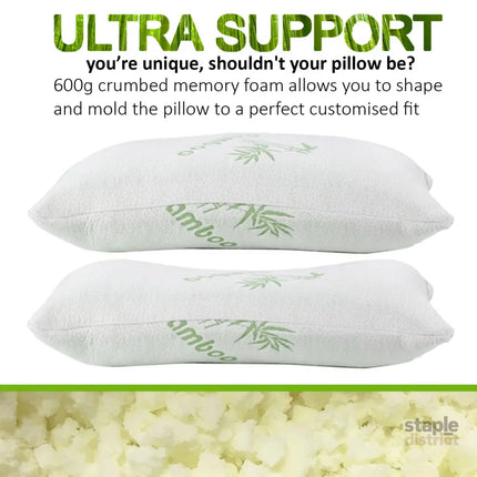 ROYAL COMFORT BAMBOO COVERED MEMORY FOAM PILLOW - 2PK-1951134817148080130