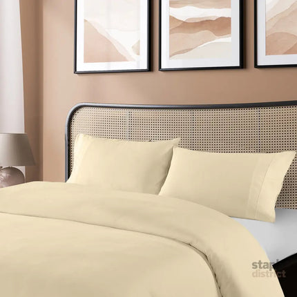 Royal Comfort Blended Bamboo Quilt Cover Sets -Dark Ivory-Double-1951134818922270721