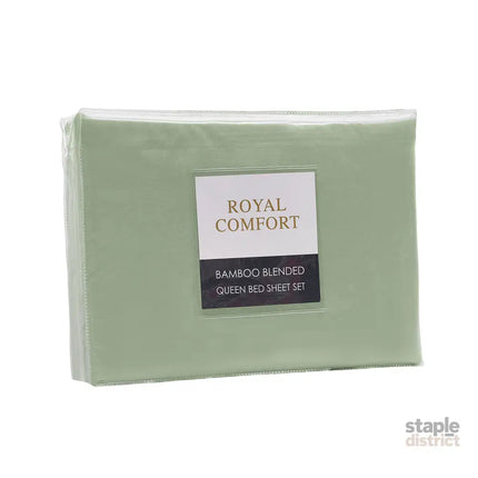Royal Comfort Blended Bamboo Sheet Set Sage Green - Queen-1951134881425788930