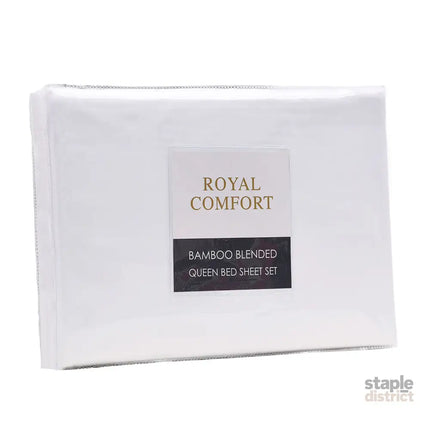 Royal Comfort Blended Bamboo Sheet Set White - Queen-1951134848420810754