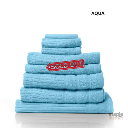 Royal Comfort Eden Egyptian Cotton 600 GSM 8 Piece Towel Pack Aqua-1951134892150624260
