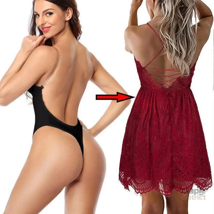 S Size Women Deep U Plunge Seamless Push Up Bra Thong Backless Bodysuit - Black - Fashion > Women’s Fashion > Women’s
