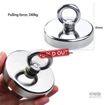 Salvage 340KG Recovery Magnet Hook Countersunk Hole Eyebolt Treasure Hunting Fishing - Auto Accessories > 4WD &