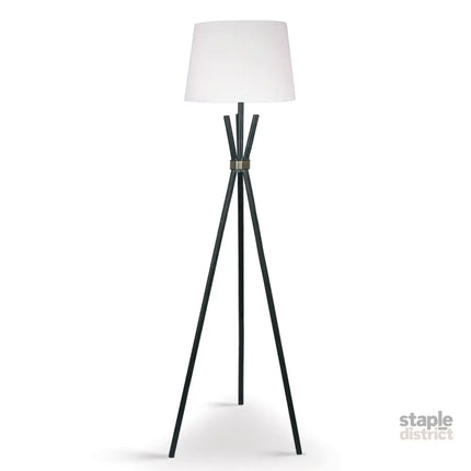 Sarantino Tripod Floor Lamp in Metal and Antique Brass - Furniture > Bathroom > Shower Heads & Screens
