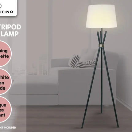 Sarantino Tripod Floor Lamp in Metal and Antique Brass - Furniture > Bathroom > Shower Heads & Screens