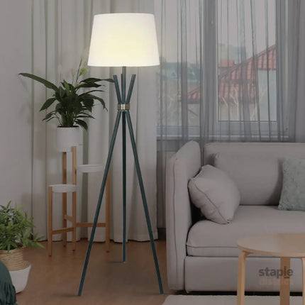 Sarantino Tripod Floor Lamp in Metal and Antique Brass - Furniture > Bathroom > Shower Heads & Screens
