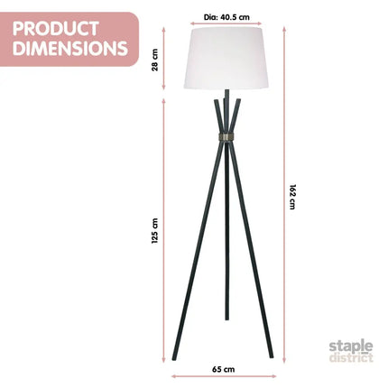 Sarantino Tripod Floor Lamp in Metal and Antique Brass - Furniture > Bathroom > Shower Heads & Screens