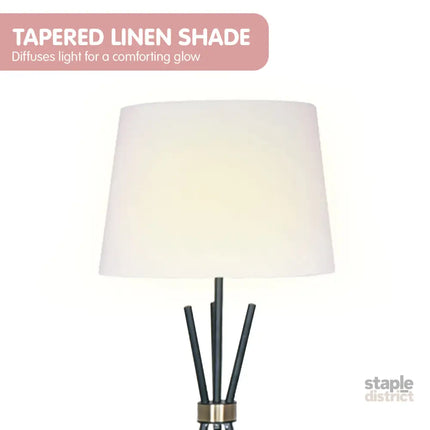 Sarantino Tripod Floor Lamp in Metal and Antique Brass - Furniture > Bathroom > Shower Heads & Screens