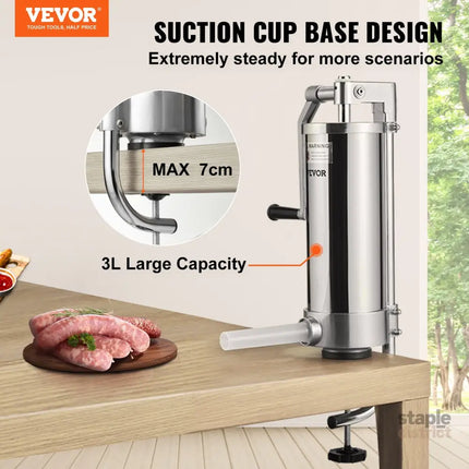 Sausage Stuffer 5LBS/3L Capacity Homemade Sausage Maker Stainless Steel - Appliances > Kitchen Appliances > Speciality