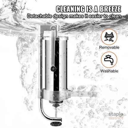 Sausage Stuffer 5LBS/3L Capacity Homemade Sausage Maker Stainless Steel - Appliances > Kitchen Appliances > Speciality