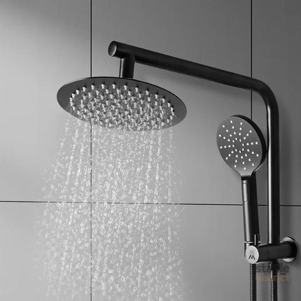 Shower Head High Pressure Set Rain Round Black-2006733239447851014