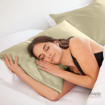 SILK PILLOW CASE TWIN PACK - SIZE: 51X76CM - Sage-1951134814539223042