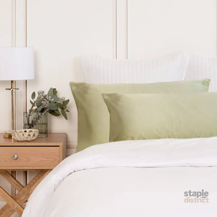 SILK PILLOW CASE TWIN PACK - SIZE: 51X76CM - Sage-1951134814539223041