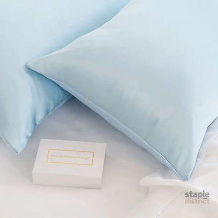 SILK PILLOW CASE TWIN PACK - SIZE: 51X76CM - Soft Blue-1951134815088676867