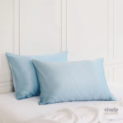 SILK PILLOW CASE TWIN PACK - SIZE: 51X76CM - Soft Blue-1951134815088676864