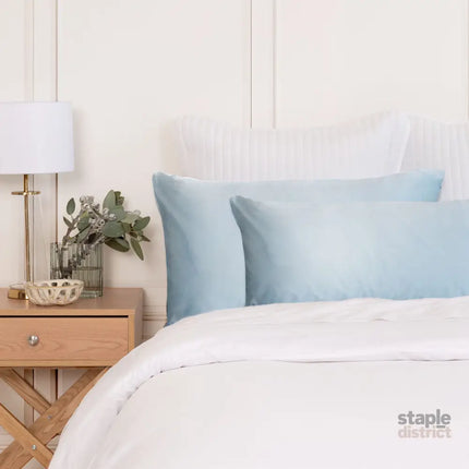 SILK PILLOW CASE TWIN PACK - SIZE: 51X76CM - Soft Blue-1951134815088676865