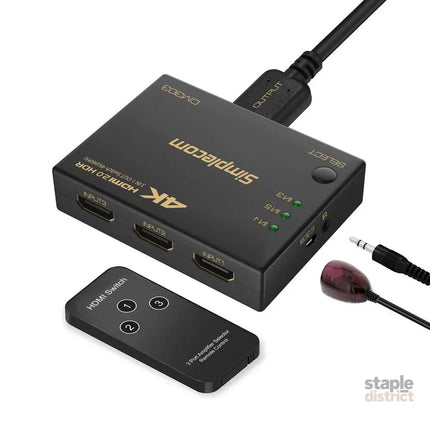 Simplecom CM303 Ultra HD 3 Way HDMI Switch 3 IN 1 OUT Splitter 4K@60Hz - Appliances > TV > TVs & Accessories