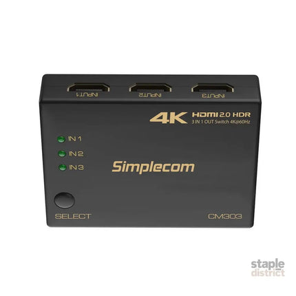 Simplecom CM303 Ultra HD 3 Way HDMI Switch 3 IN 1 OUT Splitter 4K@60Hz - Appliances > TV > TVs & Accessories
