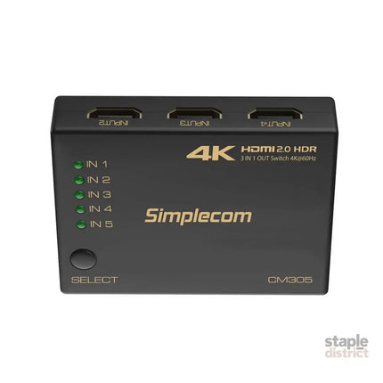 Simplecom CM305 Ultra HD 5 Way HDMI Switch 5 IN 1 OUT Splitter 4K@60Hz - Appliances > TV > TVs & Accessories