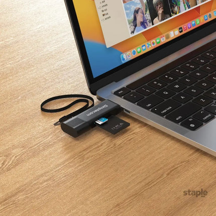 Simplecom CR402B SuperSpeed USB-C and USB-A Dual Slot Card Reader for SD MicroSD USB 3.2 Gen 1 - Electronics >