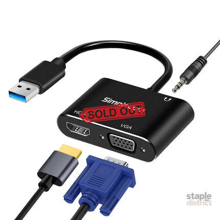 Simplecom DA316A USB to HDMI + VGA Video Card Adapter with 3.5mm Audio - Appliances > TV > TVs & Accessories