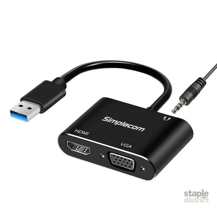 Simplecom DA316A USB to HDMI + VGA Video Card Adapter with 3.5mm Audio - Appliances > TV > TVs & Accessories