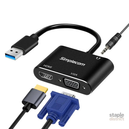 Simplecom DA316A USB to HDMI + VGA Video Card Adapter with 3.5mm Audio - Appliances > TV > TVs & Accessories