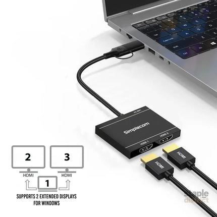 Simplecom DA327 USB 3.0 or USB-C to Dual HDMI Display Adapter for 2x 1080p Extended Screens - Appliances > TV > TVs &