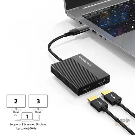 Simplecom DA369 USB 3.0 or USB-C to Dual 4K HDMI 2.0 Display Adapter for 2x 4K@60Hz Extended Screens - Appliances > TV