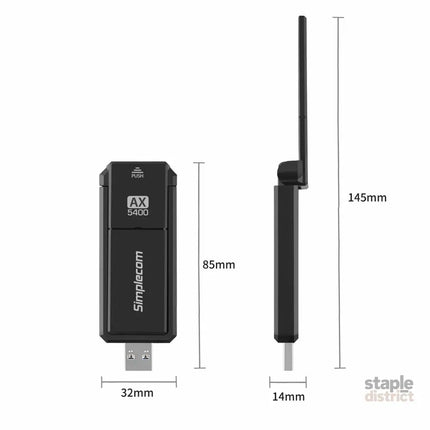 Simplecom NW812v2 AX5400 Tri-Band WiFi 6E USB Adapter with Foldable Antenna - Electronics > Computers & Tablets >