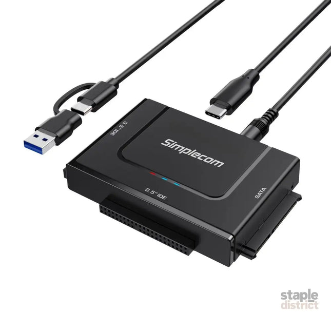Simplecom SA492C SuperSpeed USB to 2.5’’ 3.5’’ & 5.25’’ SATA/IDE Adapter with Power Supply - Electronics > Back Up &