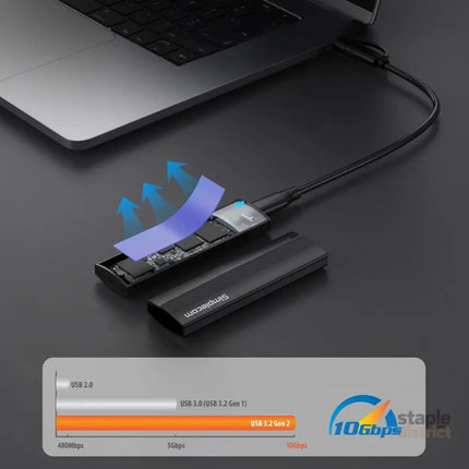 Simplecom SE517 NVMe / SATA Dual Protocol M.2 SSD Tool-Free USB-C Enclosure USB 3.2 Gen 2 10Gbps - Electronics > Back