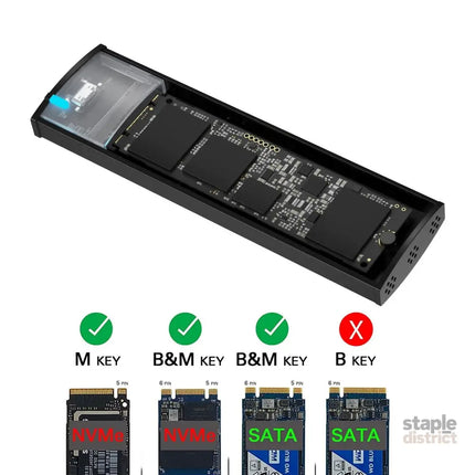 Simplecom SE517 NVMe / SATA Dual Protocol M.2 SSD Tool-Free USB-C Enclosure USB 3.2 Gen 2 10Gbps - Electronics > Back