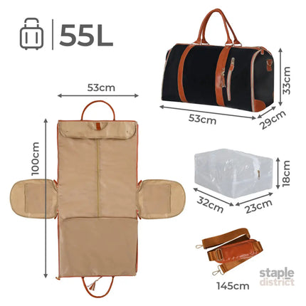 Slimbridge Garment Bags 2 in 1 Hanging Suit Bag Black-2029387203603468290