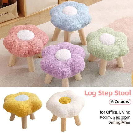 Small Flower Short Stool for Entryway or Living Room Shoe Bench or Footrest - Blue - Baby & Kids > Kid’s Furniture >