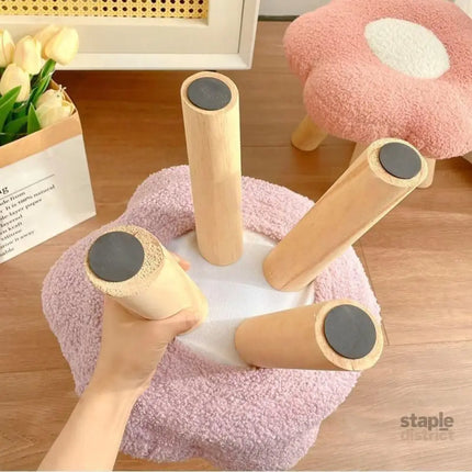 Small Flower Short Stool for Entryway or Living Room Shoe Bench or Footrest - Yellow - Baby & Kids > Kid’s Furniture >