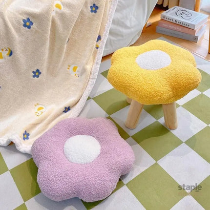 Small Flower Short Stool for Entryway or Living Room Shoe Bench or Footrest - Yellow - Baby & Kids > Kid’s Furniture >