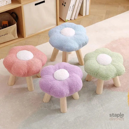 Small Flower Short Stool for Entryway or Living Room Shoe Bench or Footrest - Yellow - Baby & Kids > Kid’s Furniture >