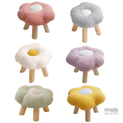 Small Flower Short Stool for Entryway or Living Room Shoe Bench or Footrest - Yellow - Baby & Kids > Kid’s Furniture >