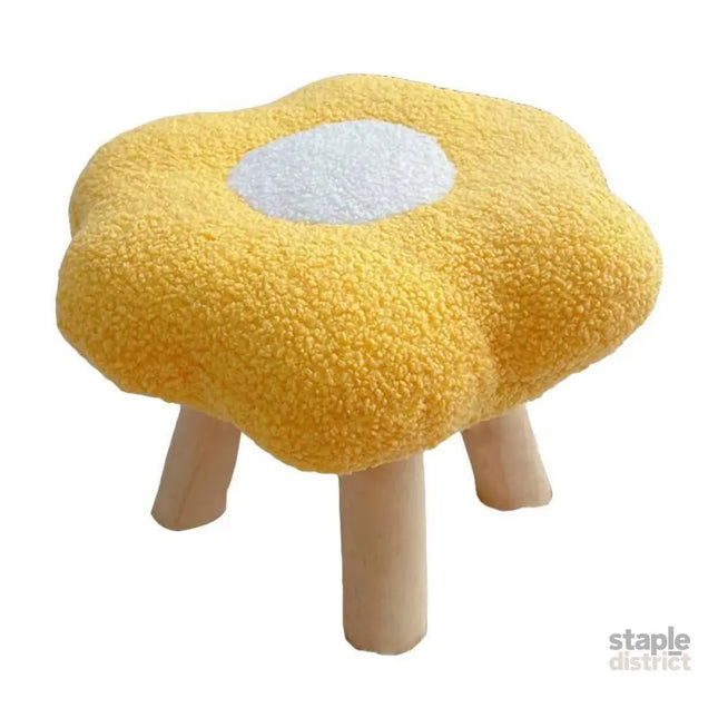 Small Flower Short Stool for Entryway or Living Room Shoe Bench or Footrest - Yellow - Baby & Kids > Kid’s Furniture >