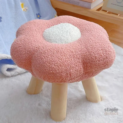 Small Flower Short Stool for Entryway or Living Room Shoe Bench or Footrest - Yellow - Baby & Kids > Kid’s Furniture >