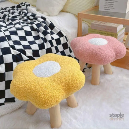 Small Flower Short Stool for Entryway or Living Room Shoe Bench or Footrest - Yellow - Baby & Kids > Kid’s Furniture >